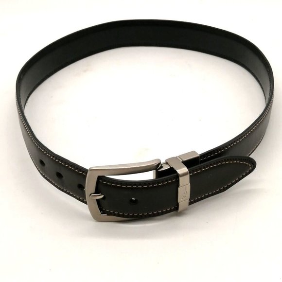 Nautica Womens Belt Brown Silver Buckle 1 Inch Wide Top Stitching 26‎ - Picture 1 of 6